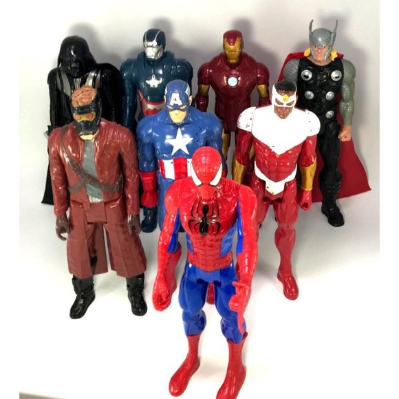 Lot of 7 Hasbro 12" Marvel Titan Figures + Darth Vader Spiderman Thor Iron Man C - Picture 2 of 5